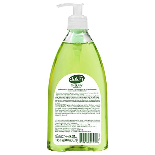 Dalan Therapy Mediterranean Olive Oil Ultra Moisturizing Liquid Hand Soap For Normal And Dry Hands Fresh Clean And Soft Feeling (13.5 Fl Oz / 400 Ml (Pack Of 3)) #TOP1