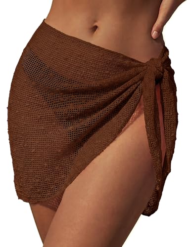 Image of Ekouaer Sarong Wraps for Women Beach Cover Up Short Crochet Coverup Skirts | Sequin Sparkly Sarong Wrap Skirt, Beach Coverup Sarong, Various Ways to Wear, For Swimming, Beach, Vacation, Sea, and Pool