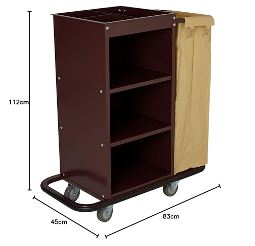 Saro Zimmerservicewagen – 920×450×1120 mm – Stahl lackiert – Gummi-Stoßschutz – Abnehmbarer Wäschesack – Modell AF 260