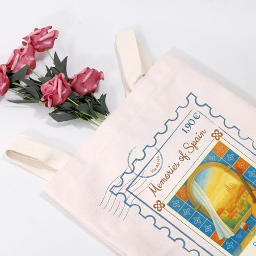 MEIKIUP Barcelona Canvas Tote Bag Barcelona Spain Trip Merchandise Barcelona Travel Souvenirs Shopping Bag2