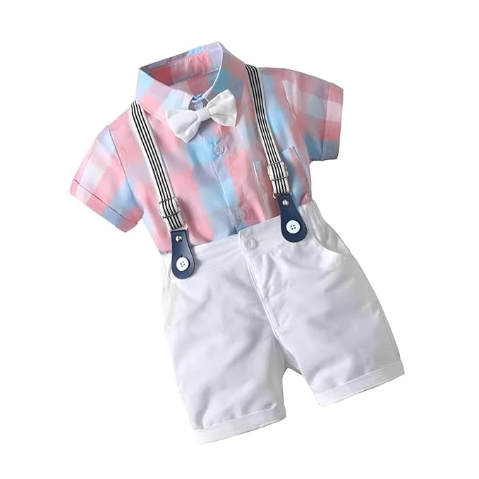SNSD_Kids Boys Printed Cotton Short Sleeve Collared Neck Ethnic Wear Spandex Shirt & Shorts with Bow tie - Review, Price and Buying Guide