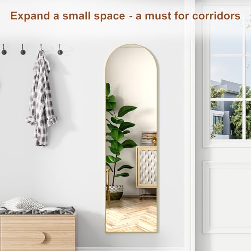 Full Length Mirror,58" x16,3 in 1Full Length Mirror can Wall Mounted,Standing or Leaning,Full Body Mirrors with Aluminum Alloy Frame,Home Decor Gold