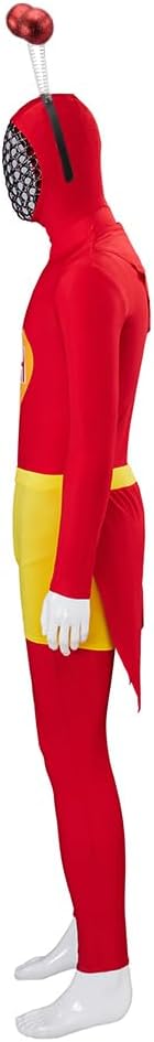 MelangCos Men's El Chapulin Colorado Cosplay Costume Superhero Red Jumpsuit Halloween Outfit