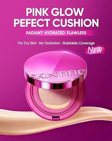 SKINTIFIC Pink Glow Cushion Foundation #02 Ivory + Full Coverage Cushion Foundation #02 Ivory