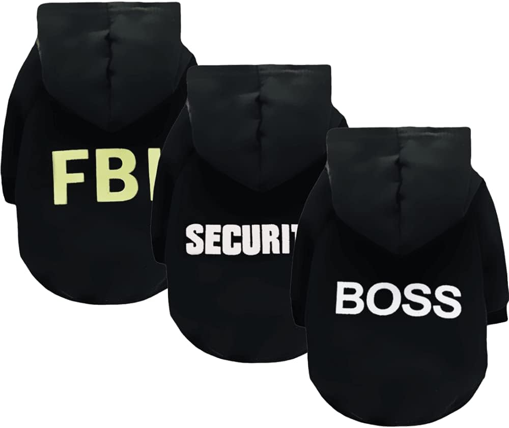 Dog Hoodie Security Dog Sweater Warm Fleece Dog Clothes Dog Hoodie Sweatshirt with Hat for Small Dogs Teacup Dogs Yorkie Chihuahua,Black Small