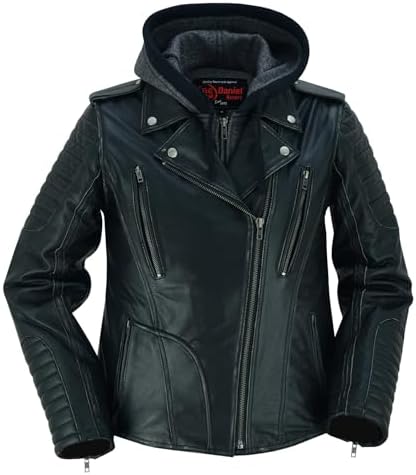 Daniel Smart Classic Women Motorcycle Jacket Premium Cowhide Blac...