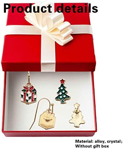 6 Pairs Christmas Earrings, Xmas Earrings Studs Snowman Earrings Reindeer Santa Hat Rhinestone Gift Snowflake Tree Earring Drop Novelty Christmas Dangle Earrings Studs for Women Girl Kids