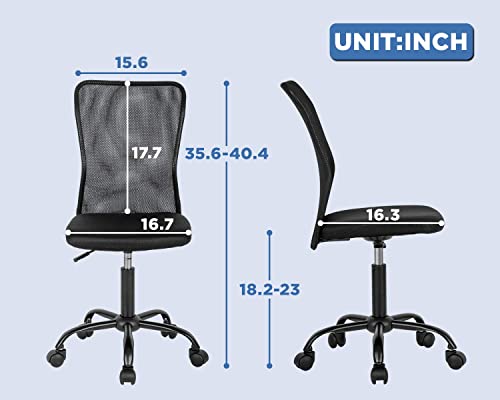 Simple Mesh Office Chair, Ergonomic Office Chair Armless Home Office Chair Adjustable Computer Chair Task Rolling Swivel Chair Black Desk Chair For Working, Meeting - Black #TOP1