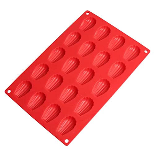 Gcroet 20 Holes Madeleine Cake Tin Cake Mould Tray Silicone Dessert Bakeware Non Stick Tool Red 1PC