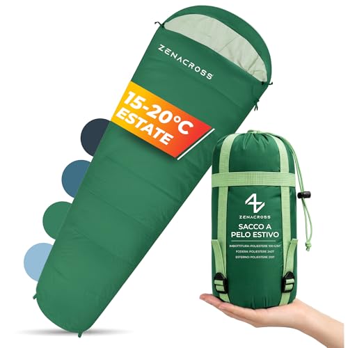 Zenacross Sacco a Pelo Estivo 900g Compatto Campeggio Verde