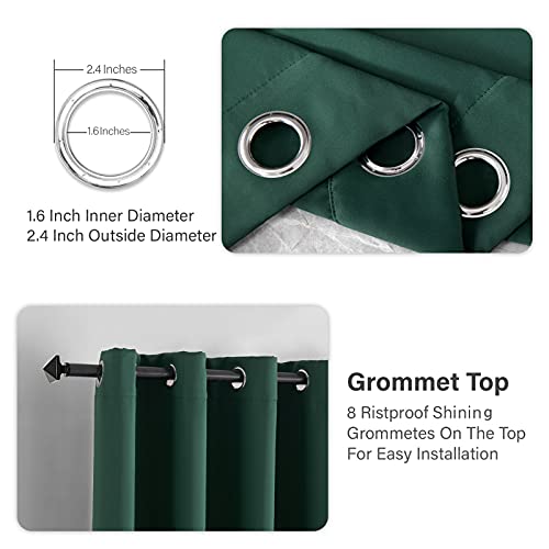 Bersway 99% Blackout Curtains & Drapes Panels 84 Inches Darkening Curtain Thermal Insulated Curtain For Bedroom-Dark Green 84 Inches Long Grommet Window Curtain 2 Panels Set,W 52" X L 84" #TOP4