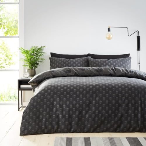 GC GAVENO CAVAILIA Single Duvet Cover Sets (150x200 cm), Skull - Charcoal - Image 2