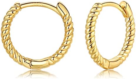 LYTOPTOP Small Silver Hoop Earrings for Women | Sterling Silver Post Hypoallergenic Twisted Rope Hoops Earrings, Tiny Huggies Sleeper Cartilage Earrings for Women Men Girls (6mm, 8mm, 10mm, 12mm)