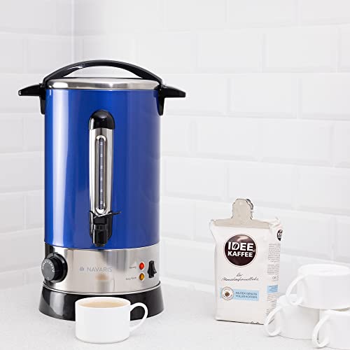 Foto von Navaris Glühweinkocher Heißwasserspender aus Edelstahl - 18l - mit Thermostat Füllstandanzeige Zapfhahn - Glühwein Heißgetränkeautomat Blau