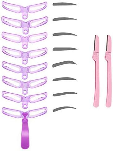 Eyebrow Stencil, 8 Styles Reusable Eyebrow Template Eyebrow Shaping Kit Eyebrow Drawing Guide Card with 2 Pcs Eyebrow Razor