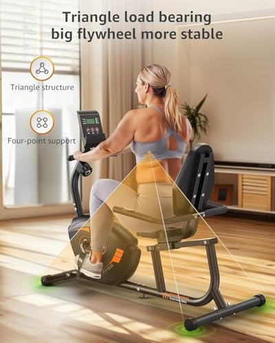 Image of JEEKEE Recumbent Exercise Bike for Seniors Adults, 8-Level Magnetic Resistance Stationary Bike with Heart Rate LCD Monitor, Extra Wide Seat, 400LB Capacity, Quiet Home Workout Bike,Black