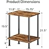 Simple Trending Side Table, Small End Table Living Room, Nightstand with 2 Tier Storage Shelves, Rustic Brown