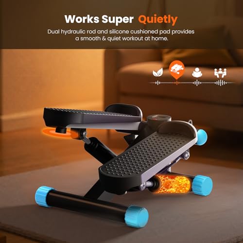 Image of Sweetcrispy Mini Stair Steppers with Resistance Bands for Exercise at Home, Portable Exercise Twist Stepper Machine for Full Body Workout, 300LBS Capacity