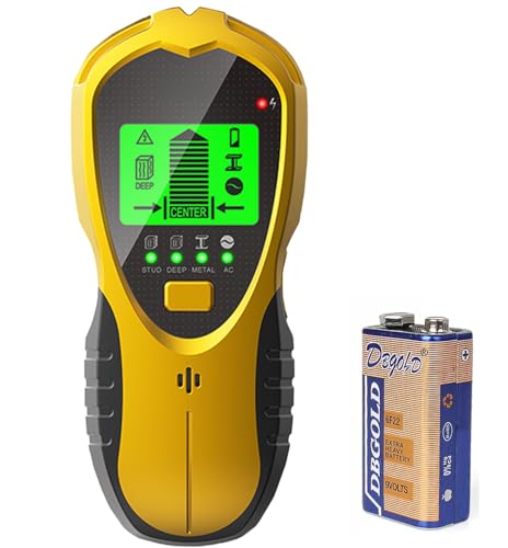 Stud Finders & Scanners for Wall Wood AC Live Wire Metal Studs Detection, 4 in 1 Electronic Stud Detector with Smart Sensor, Large HD LCD Display, Audio Alarm (Yellow)