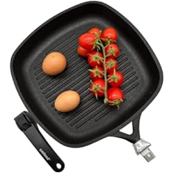 Crafond - Sartén grill de aluminio fundido antiadherente para placas de inducción - Uso profesional y calidad - Made in Italy - CM. 28 a las 4.50