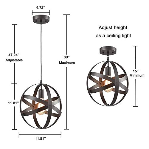 Plafonnier industriel rustique sphérique noir E27 pour éclairage salon - 6