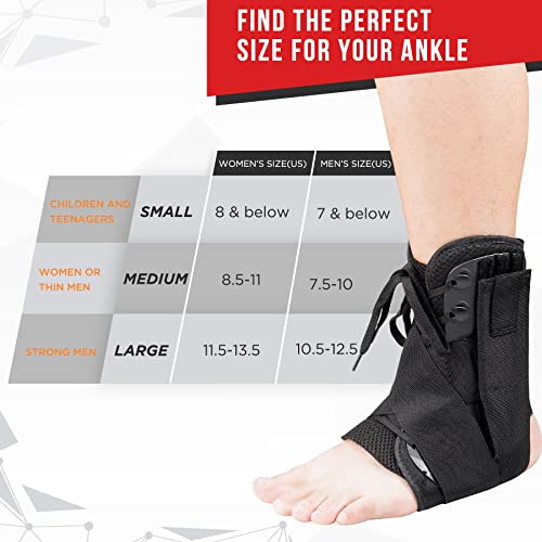 Curecare New Upgraded Lace Up Ankle Brace For Women, Ankle Stabilizer Brace With Adjustable Ankle Support, Ankle Braces For Men, Sprained Ankle, Injury Recovery, Achilles Tendonitis (Large) #TOP5