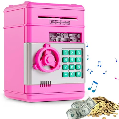 Hucha electrónica para niños a Partir de 3 años, código electrónico de contraseña Caja Fuerte ATM con Modo música, Hucha electrónica Digital para niños con Desplazamiento automático Hucha electrónica para niños a Partir de 3 años, código electrónico de contraseña Caja Fuerte ATM con Modo música, Hucha electrónica Digital para niños con Desplazamiento automático