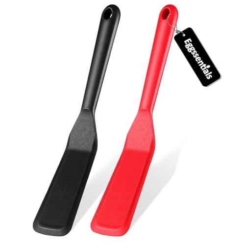 Eggssentials Pack of 2, Egg Spatula - Non-Stick, High Heat Resistant Kitchen Tools for Panckes, Eggs, Baking, Cooking, and Mixing - Red & Black