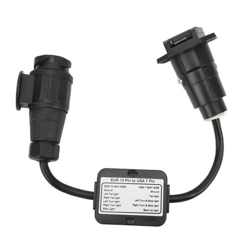 European 13 Pin to for American 7 Way Plug Round Connector Trailer Light Electrical Converter
