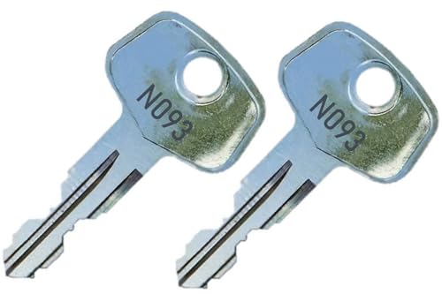 2 Thule N093 Replacement Keys - Roof Racks, Rails, Cargo Box, Carriers, Crossbars, Haulers, Bags (Codes N001-N250 or N001R-N250R) Better Than OEM!