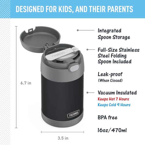 THERMOS FUNTAINER 16 Ounce Stainless Steel Vacuum Insulated Food Jar with Spoon, Charcoal by Thermos - Image 2