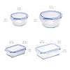amazon basics Glass Leak-Proof Locking Lids - Food Storage Containers, 7-Piece Set, Transparent