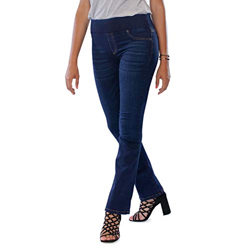 Amalfi - Pull on Bootcut Jeans Mujer, Cinturón Cómodo con Elástico, Sin Botón. Cintura Alta, Ideal para Estilos con Curvas - Made in Italy (38, Denim) Cover