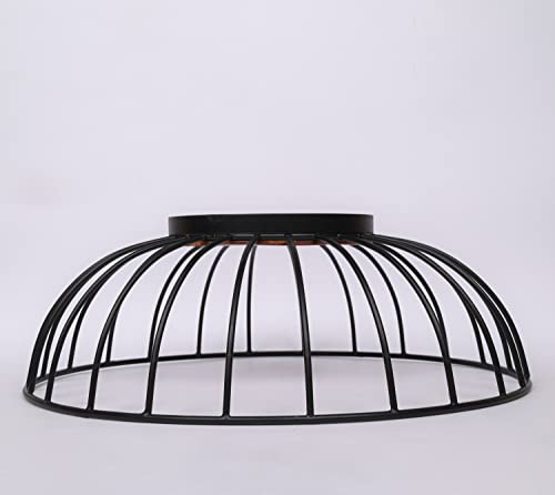 Edhas Iron Round Fruit Bowl With Mango Wood Base For Kitchen Countertop & Dining Room And Pantries (12" X 12" X 4") #TOP4