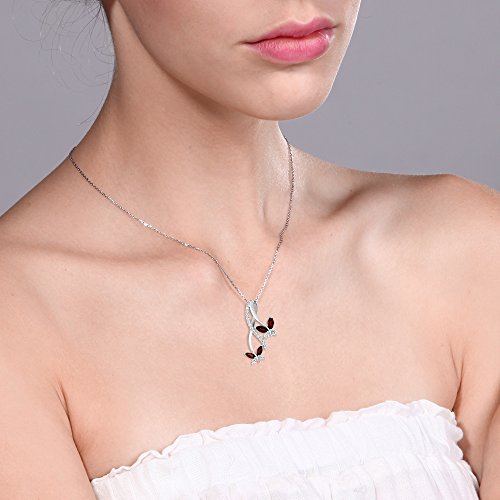 Gem Stone King 925 Sterling Silver Red Garnet Butterfly Infinity Pendant Necklace For Women (1.21 Cttw, Marquise Cut Gemstone Birthstone With 18 Inch Silver Chain) #TOP2
