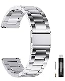 Fullmosa Bracelet de Montre en Acier Inoxydable 20mm Compatible avec Galaxy Watch 7/4/6/5 40mm 44mm, Watch 6/4 Classic 43mm 47mm 42mm 46mm, 5 Pro 45mm, 3 41mm Argent pour femme/homme