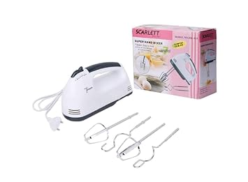 V K Scarlet electric hand mixer (7 speed) with 4 piece Stainless steel blades attachment - Beater for Cak