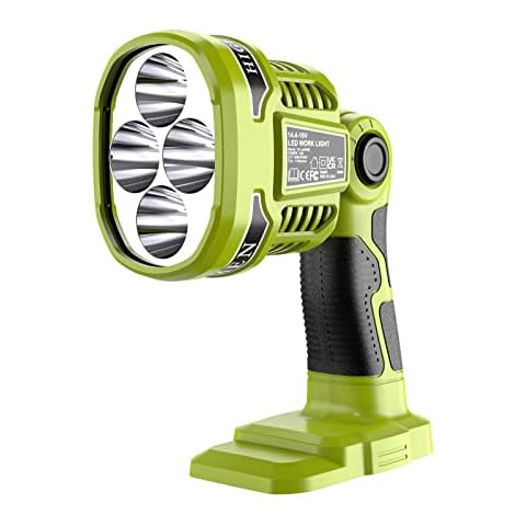 DTEZTECH 18V Flashlight for Ryobi ONE+ 18V Li-ion Ni-Cad Ni-Mh Battery, 12W 1120LM LED Spotlight with RED Night Vision, Cordless LED Work Light Indoor Outdoor Use Cover