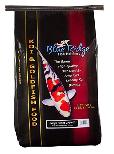 Blue Ridge Fish Food Pellets [25lb], Koi and Goldfish Growth Formula, Floating 3/16