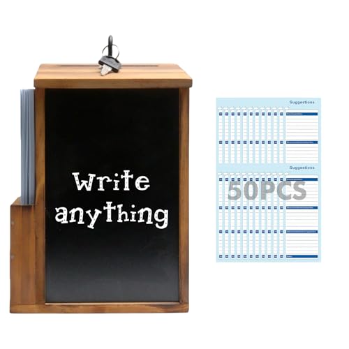 Vorschlagsbox Aus Kieferholz, Spendenbox Mit Schloss, Hölzerne Vorschlagsbox, Wooden Tip Briefkasten Mit 50 Vorschlagkarten, 17.3 X 25.1cm Abschließbare Briefkästen Für Vorschlag, Spende, Stimmzettel