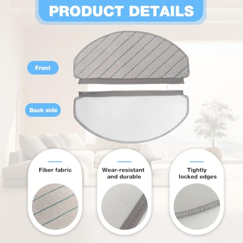 Image of HASTHIP 2Pcs Replenishment Kit, Microfiber Mop Cloths Replacement Parts for Ecovacs N20 Pro /N20 Robot Vacuum Cleaner for Hard Wood Floor Floor, Replacement Accessories Efficient Dust & Dirt Removal