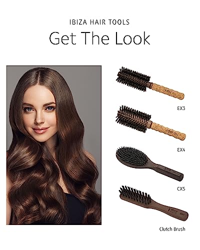 Ibiza Hair Professional Round Boar Hair Brush (Ex5, 80Mm), Lightweight With Reinforced Bristles & Cork Handle, For Loose Curls, Big Volume & Large Sections, Add Texture & Shine For Medium To Long Hair #TOP3