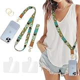Piefly Phone Lanyard Crossbody Wrist Strap, Black Cat Flower Cell Phone Lanyards for Around the Neck Wristlet Shoulder, Adjustable Cute Strap for Car Keys Keychain Wallet ID Badge