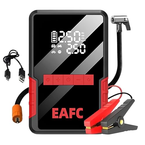 Arrancador de Baterías de Coche,Booster para Coche con Compresor de Aire Portátil 7en1,Arranque de Batería con Inflador para vehículo de 5000 mAh,Kit de Emergencia del Conductor con Linterna LED