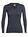 Produktbild icebreaker Damen WMNS Oasis LS V Funktionsshirt, Nori Hthr/Wild Rose/Stripe, S