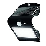 Impermeable IP65 Luceco Aplique de Pared Solares 200 Lumen, Lámpara Negro con Sensor de Movimiento, iluminación Solar para Exterior, Jardin, Terraza, Patio