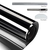 XinDinYi One Way Mirror Window Film, Window Tint for Home Privacy Film Anti UV Window Tint Film (Black-Silver, 23.6 Inch x 13.1 Feet)