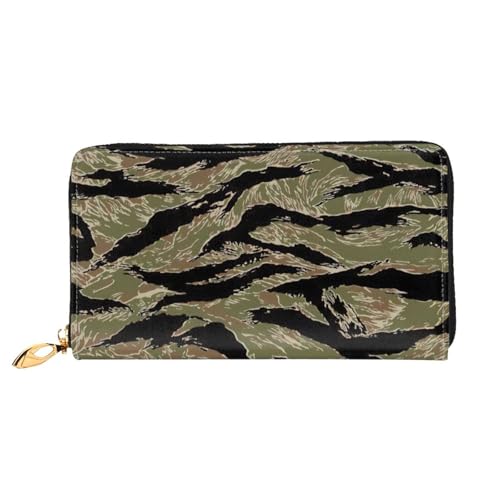 Fermeture éclair portefeuille cuir femme imprimé tigre avec porte-cartes