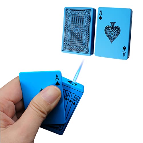 Poker Lighter-Jet Torch Lighter,Butane Gas Lighter,Windproof Refillable Lighter,Luminous Playing Cards Cool Design, Exquisite Packaging for Festival, Birthday, Candle, Gift for Men