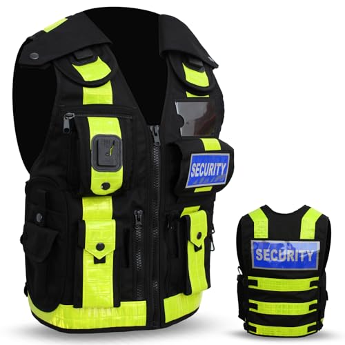 Image of Security Vest Dog Handler Tactical Safety Enforcement CCTV Jackets Adults Hi Viz One Size Fits All (UK, Alpha, One Size, Regular, Regular, Security, Black-Hiviz Strip)
